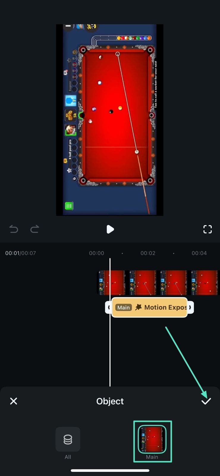 choose main object filmora app