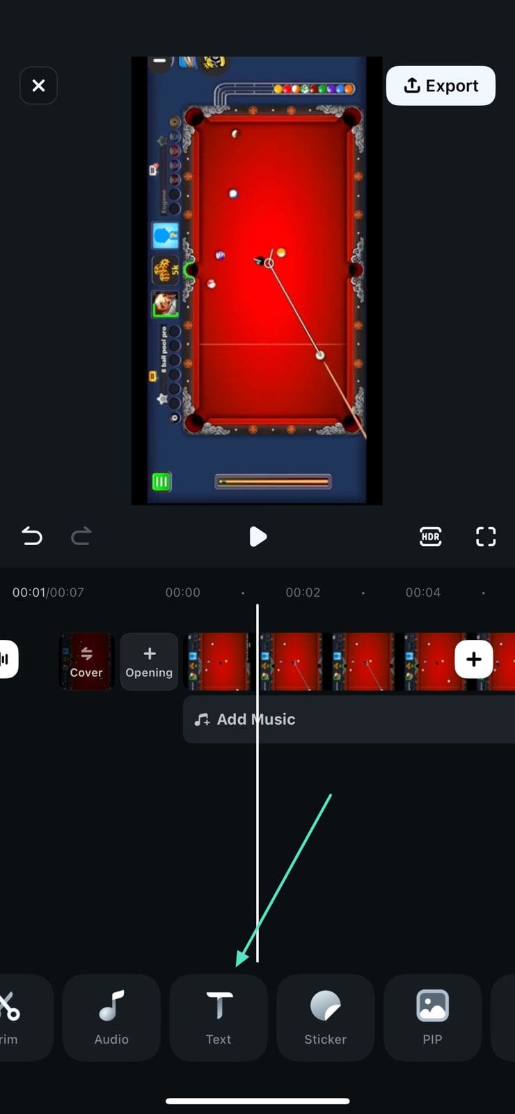 access text section filmora app