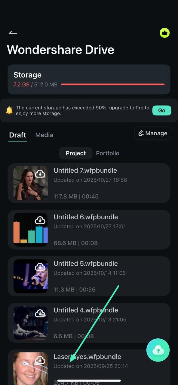 choose and download project from cloud