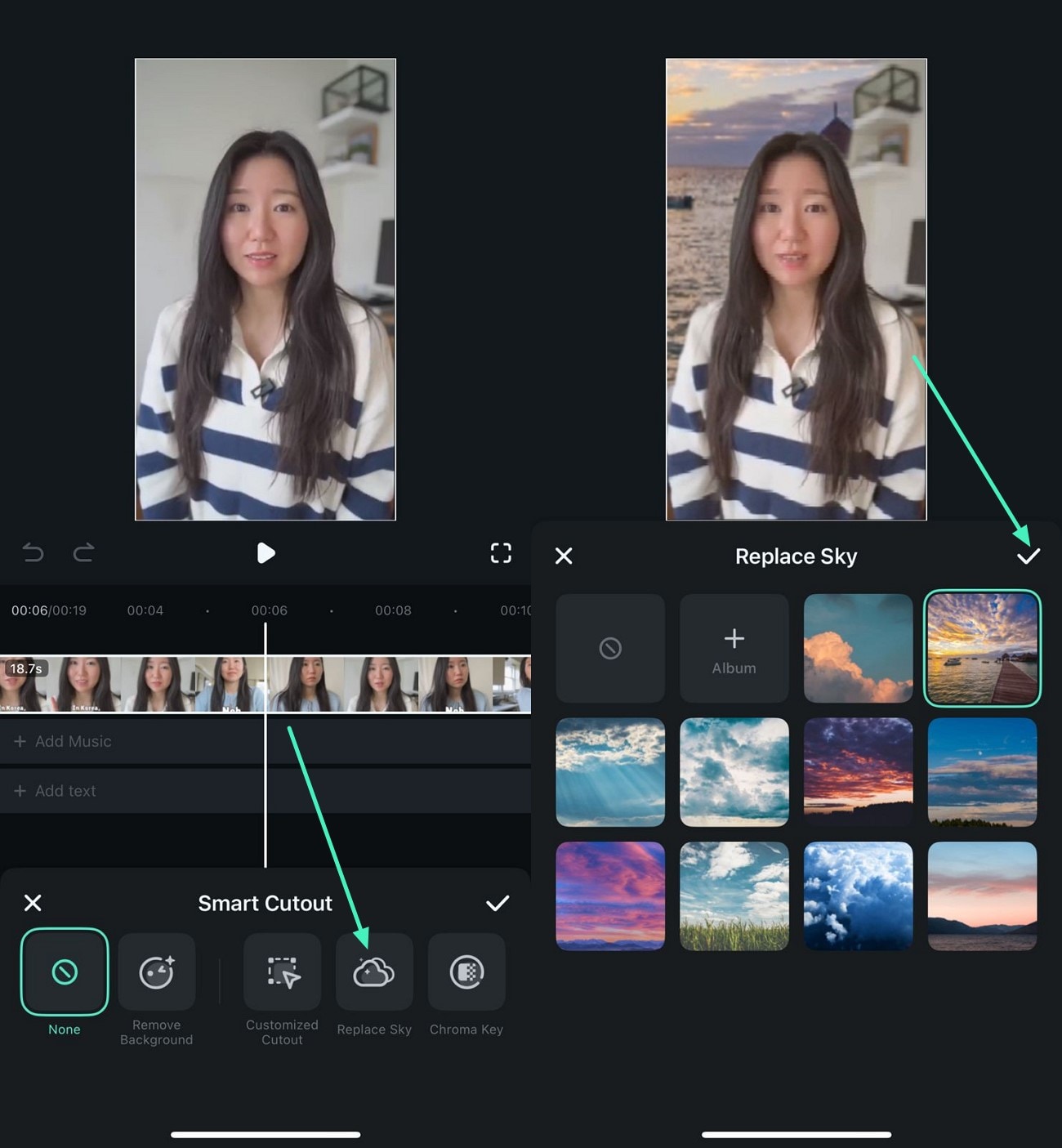 replace background using sky