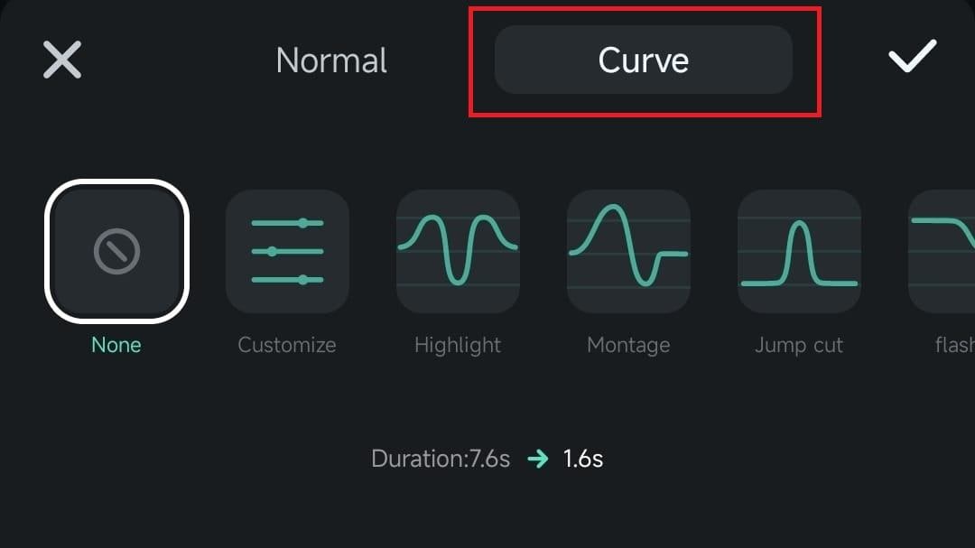 enable curve tool on filmora