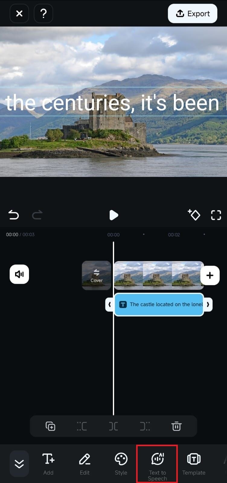 access the app’s text-to-speech tool