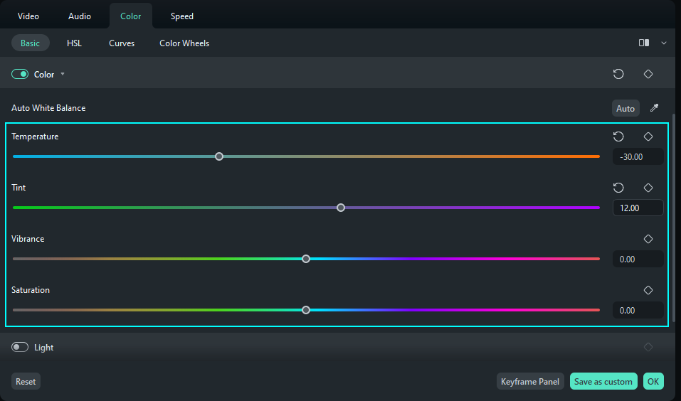 adjust white balance settings