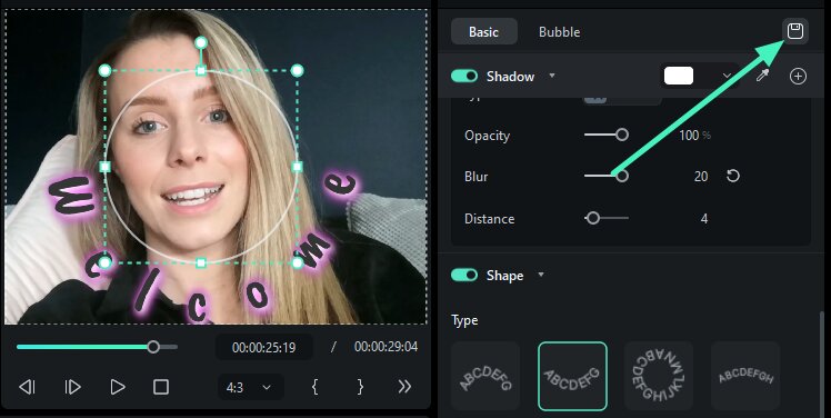 save custom text preset filmora
