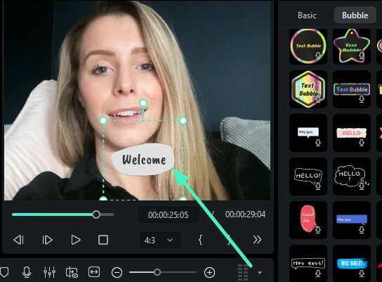 adjust bubble text position size