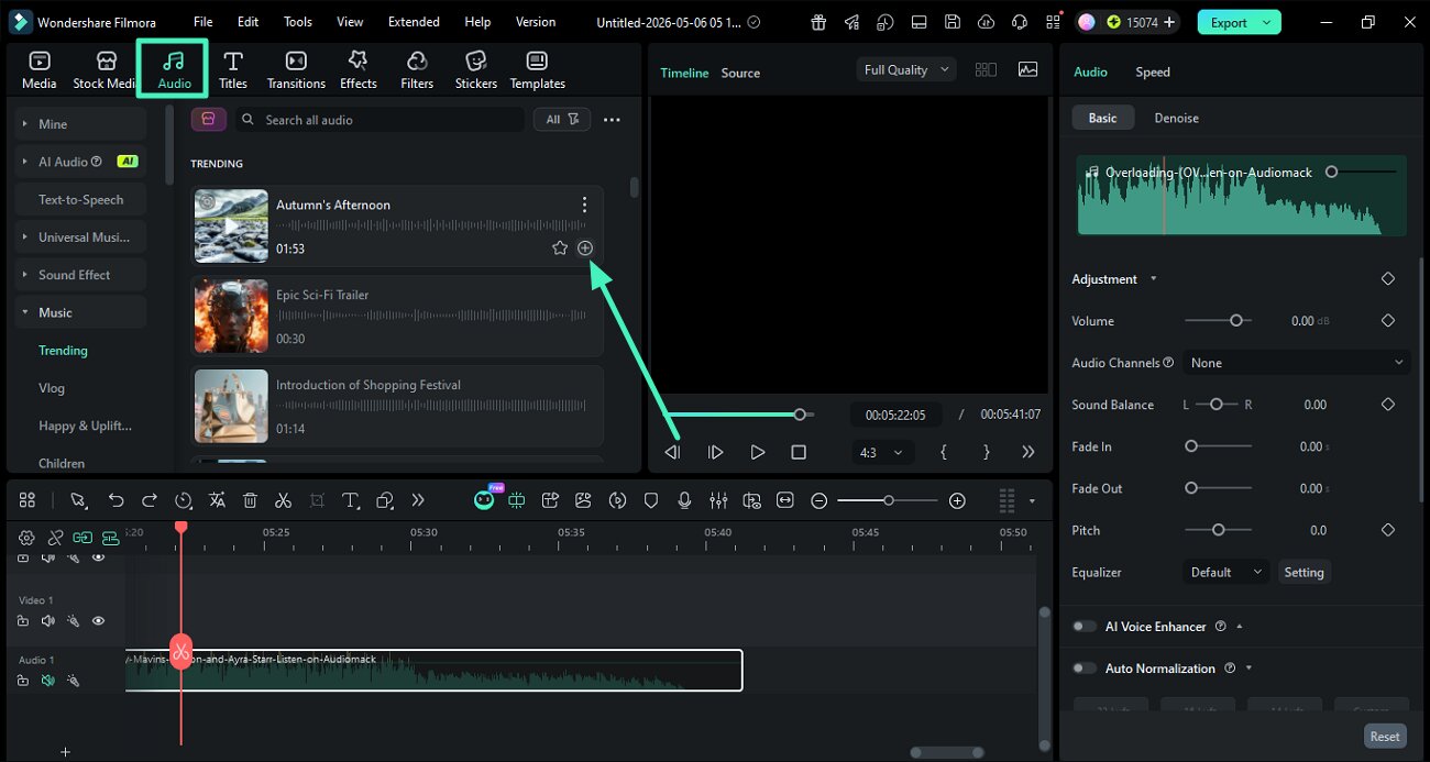 browse filmora audio library