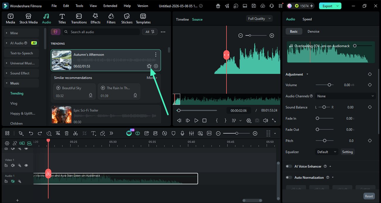 add audio to favorites