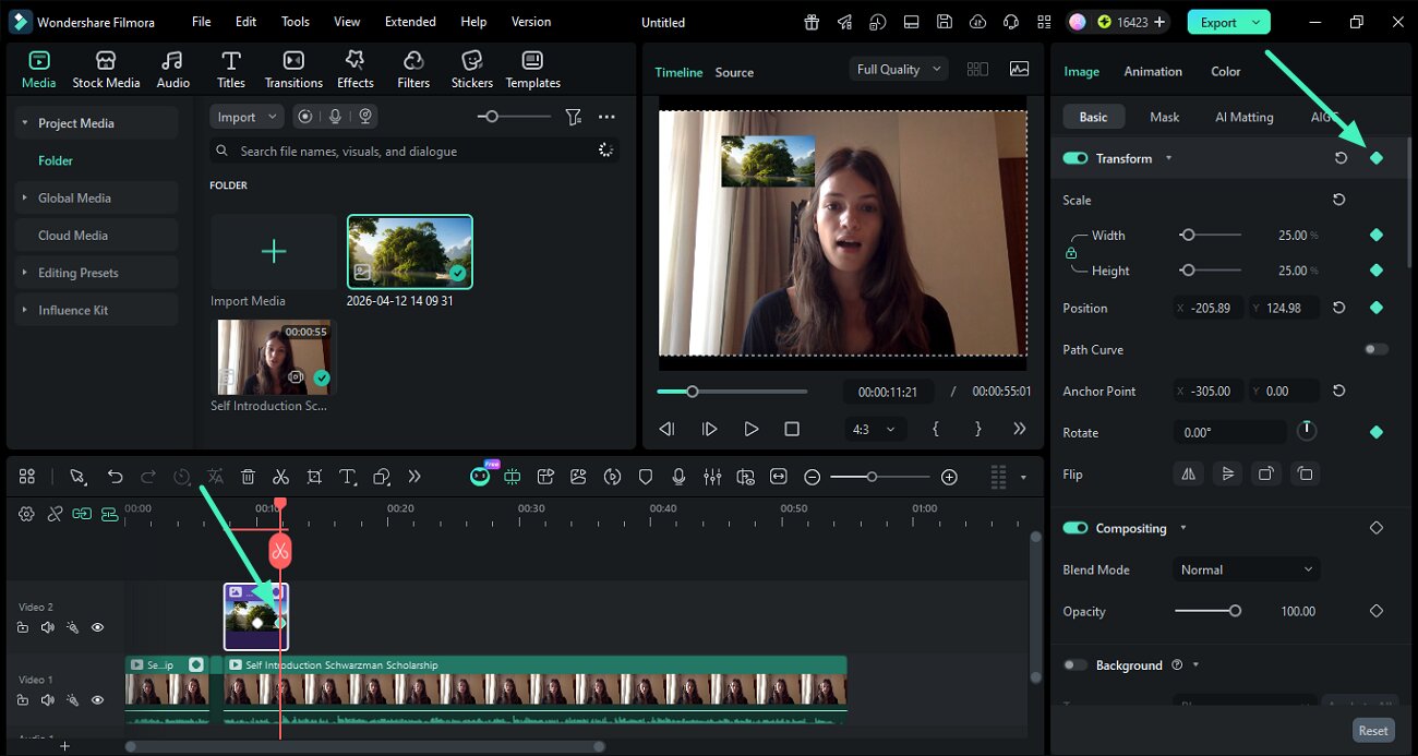 add keyframes to transform