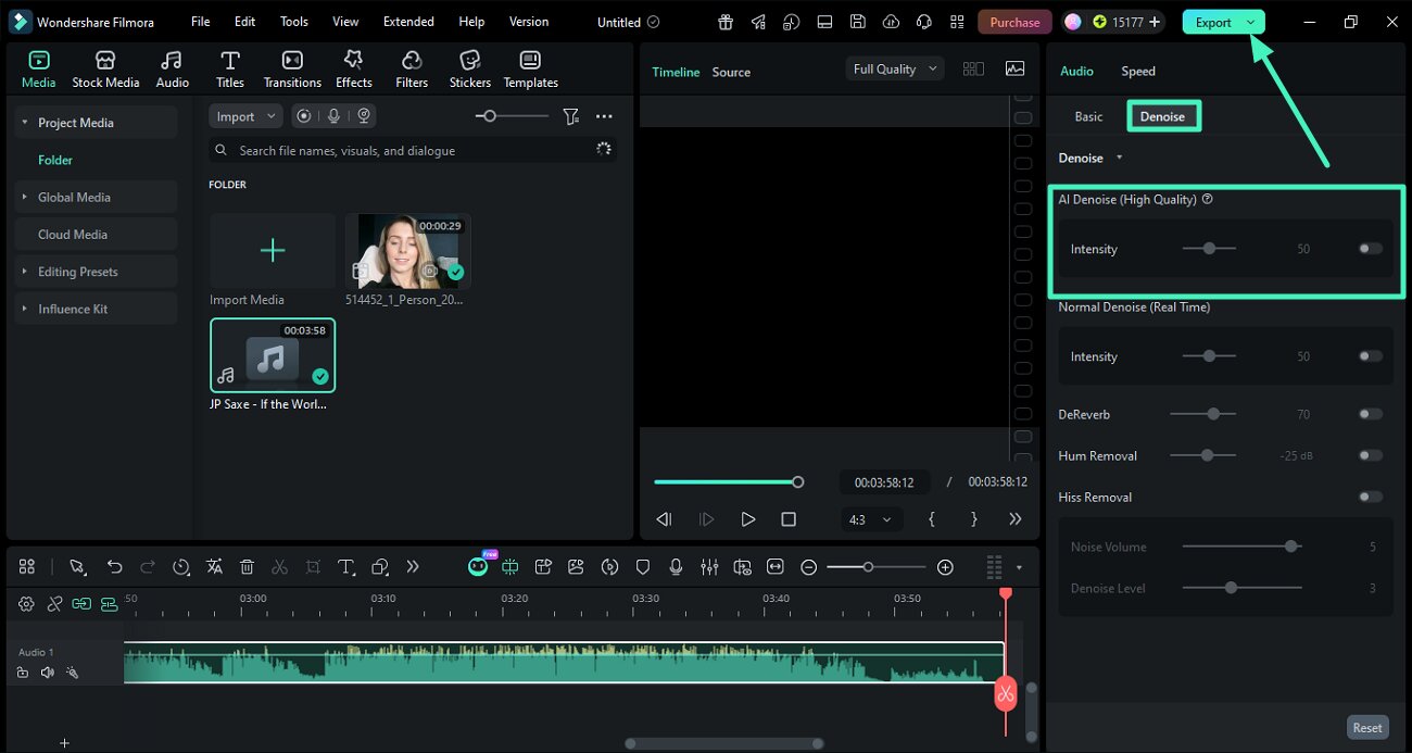 use denoise audio feature