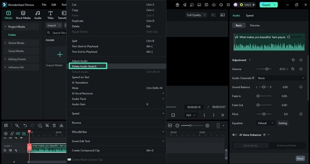 undo stretched audio