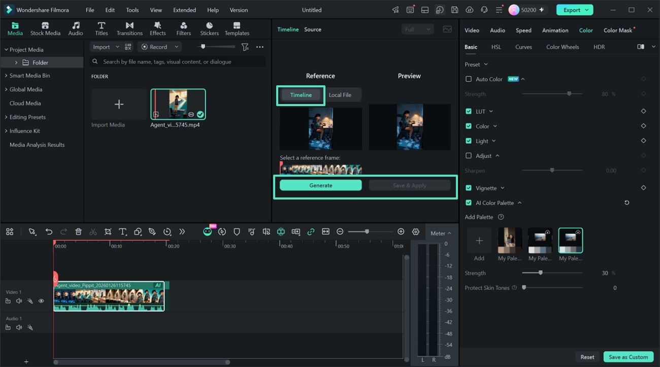 Save and apply the timeline palette