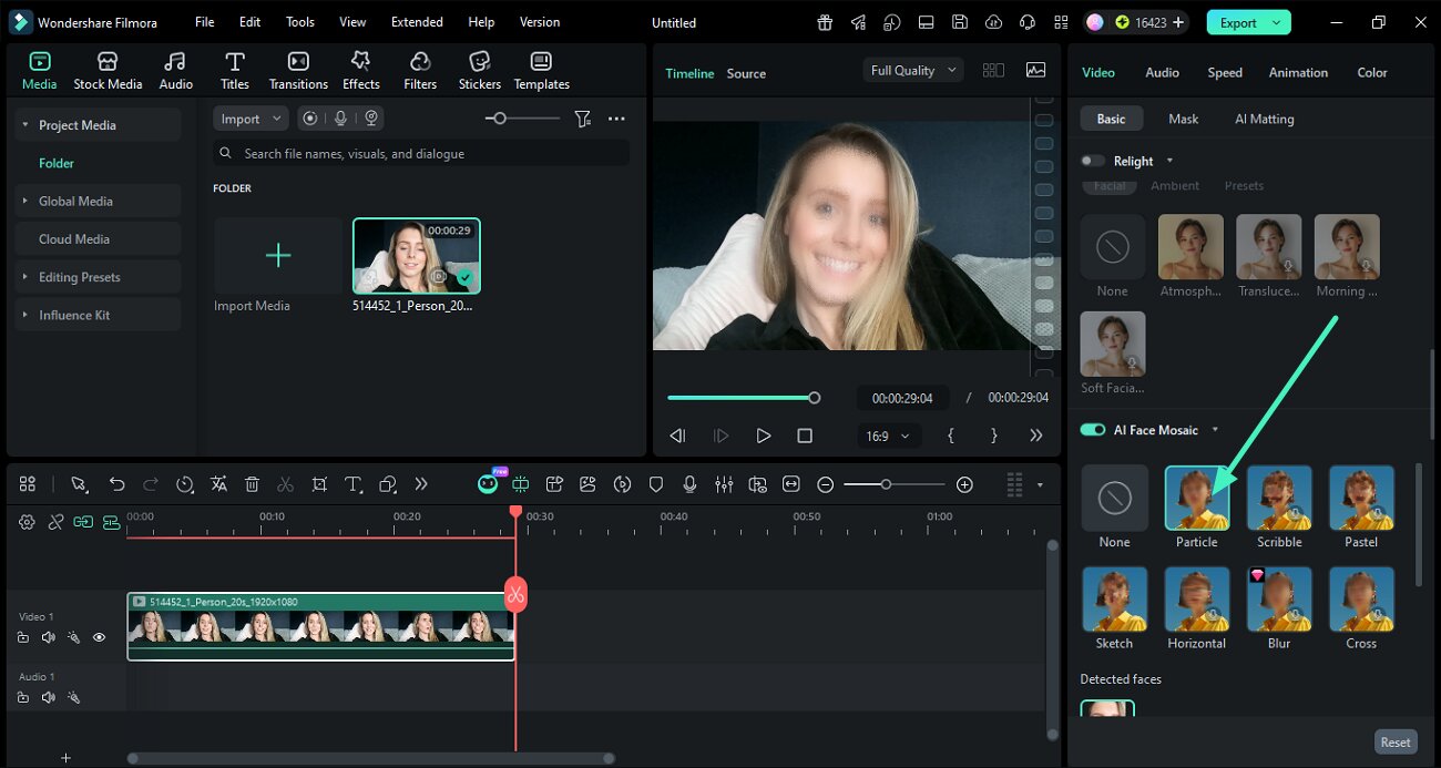 analyze video choose mosaic effect