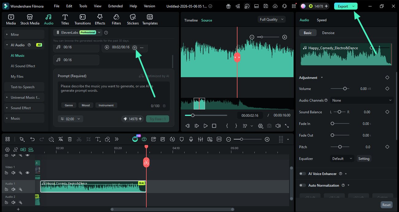 edit and export ai generated audio