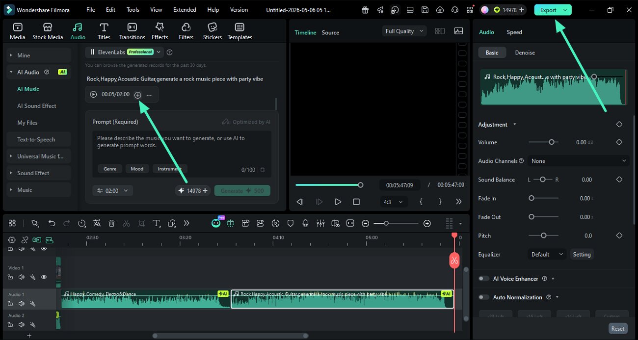 refine and export generated music