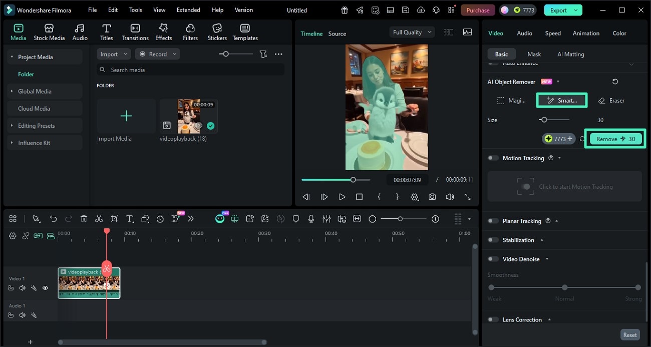 remove object with smart brush feature