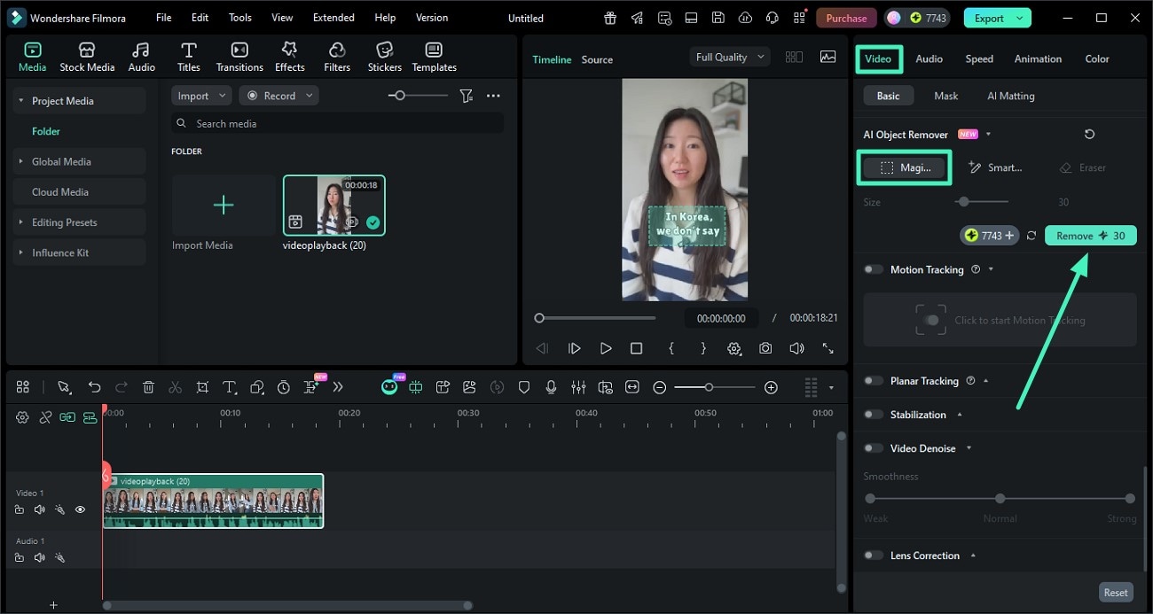 remove subtitles using magic box