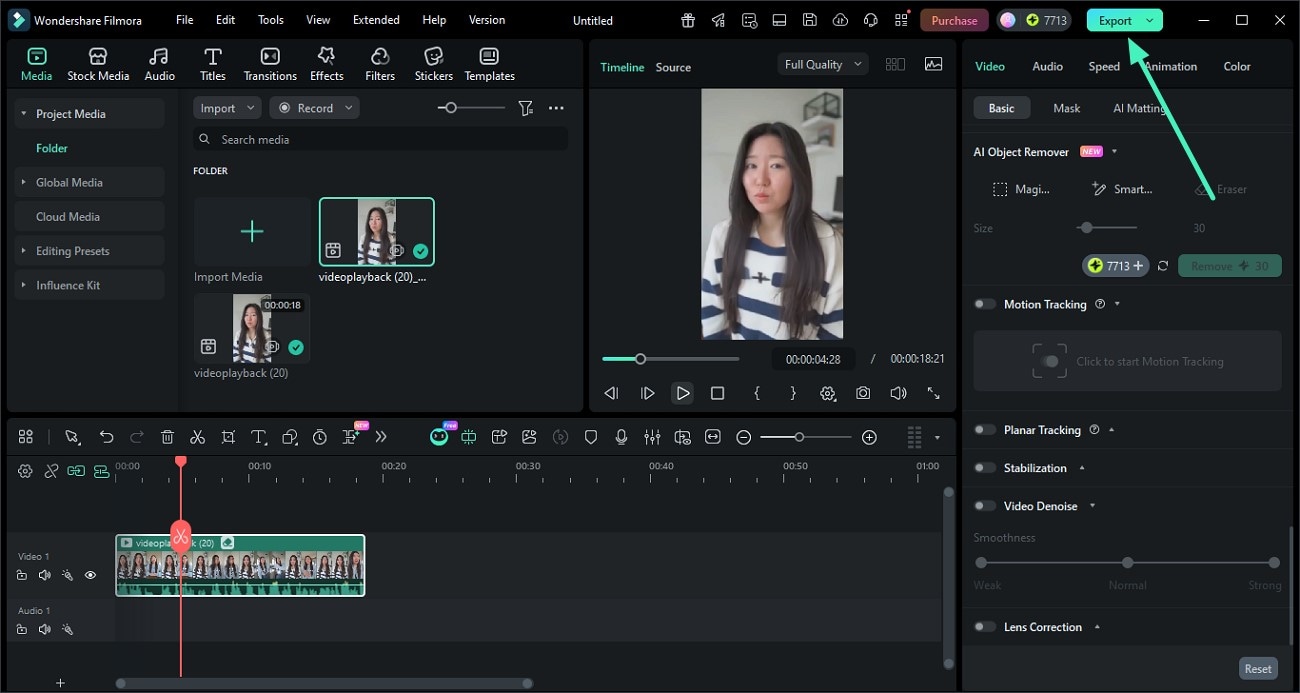 click export to save video