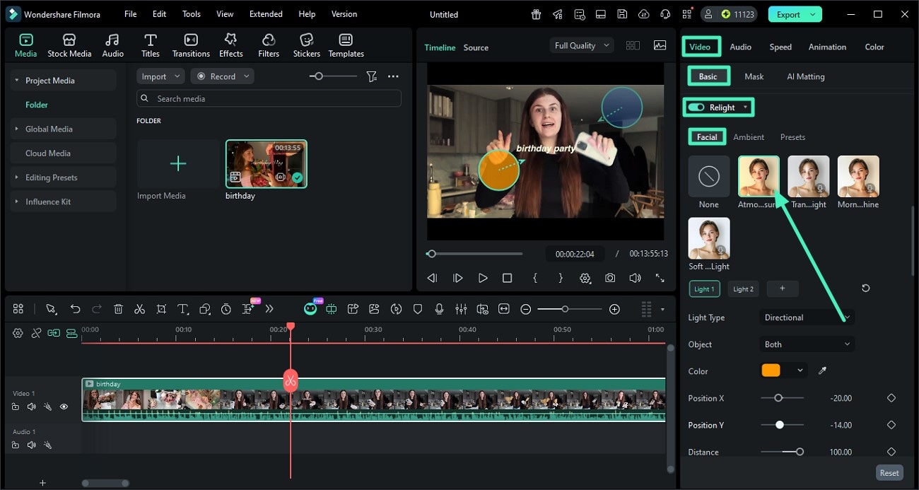 apply ai relight on facial