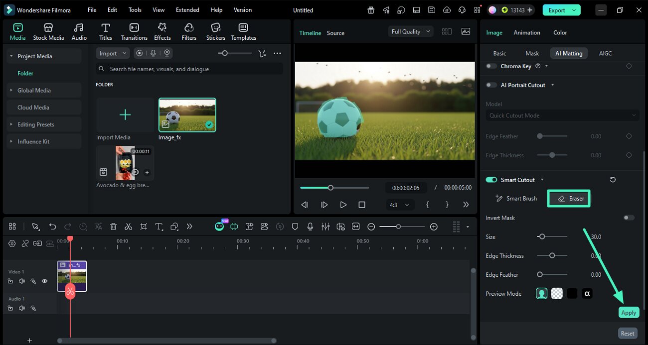refine selection use eraser tool