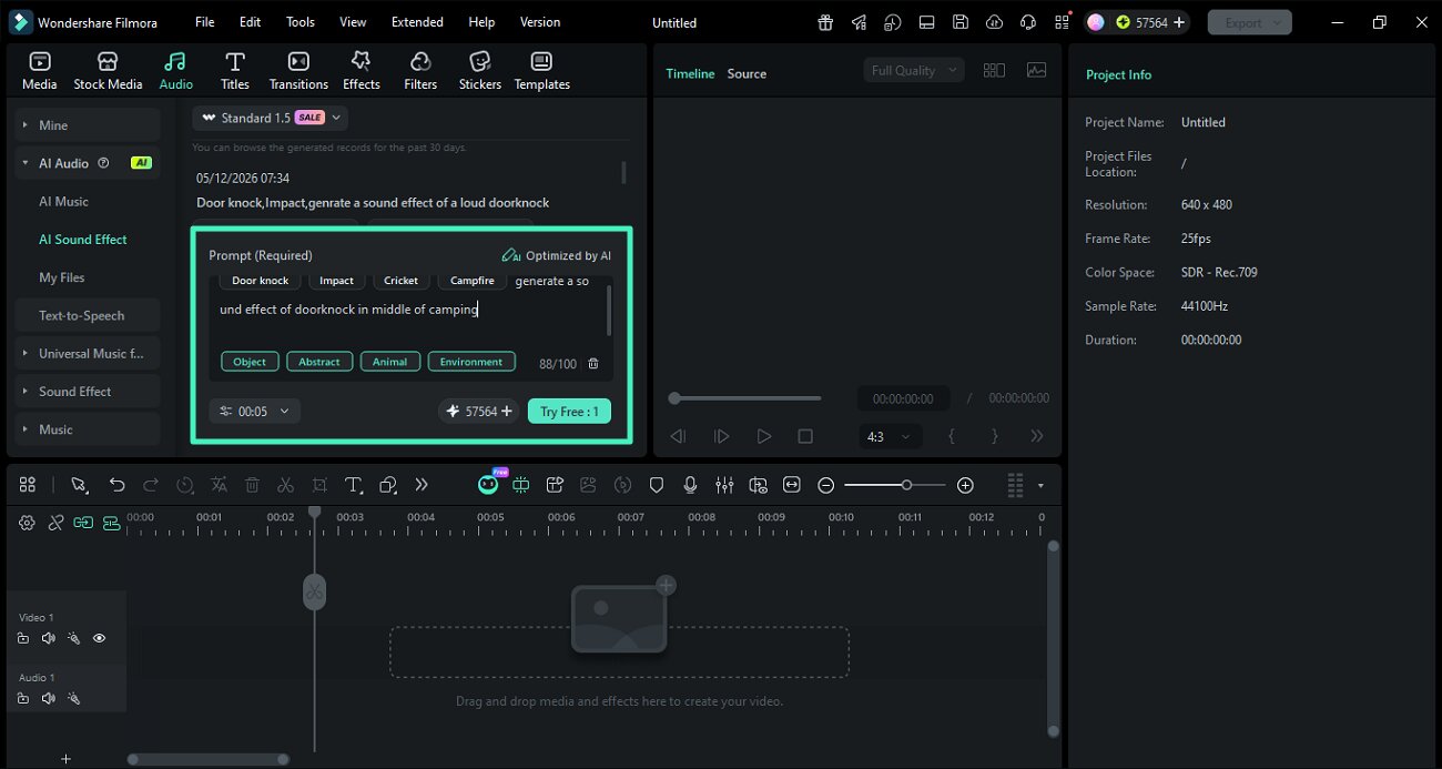 enter prompt generate sound