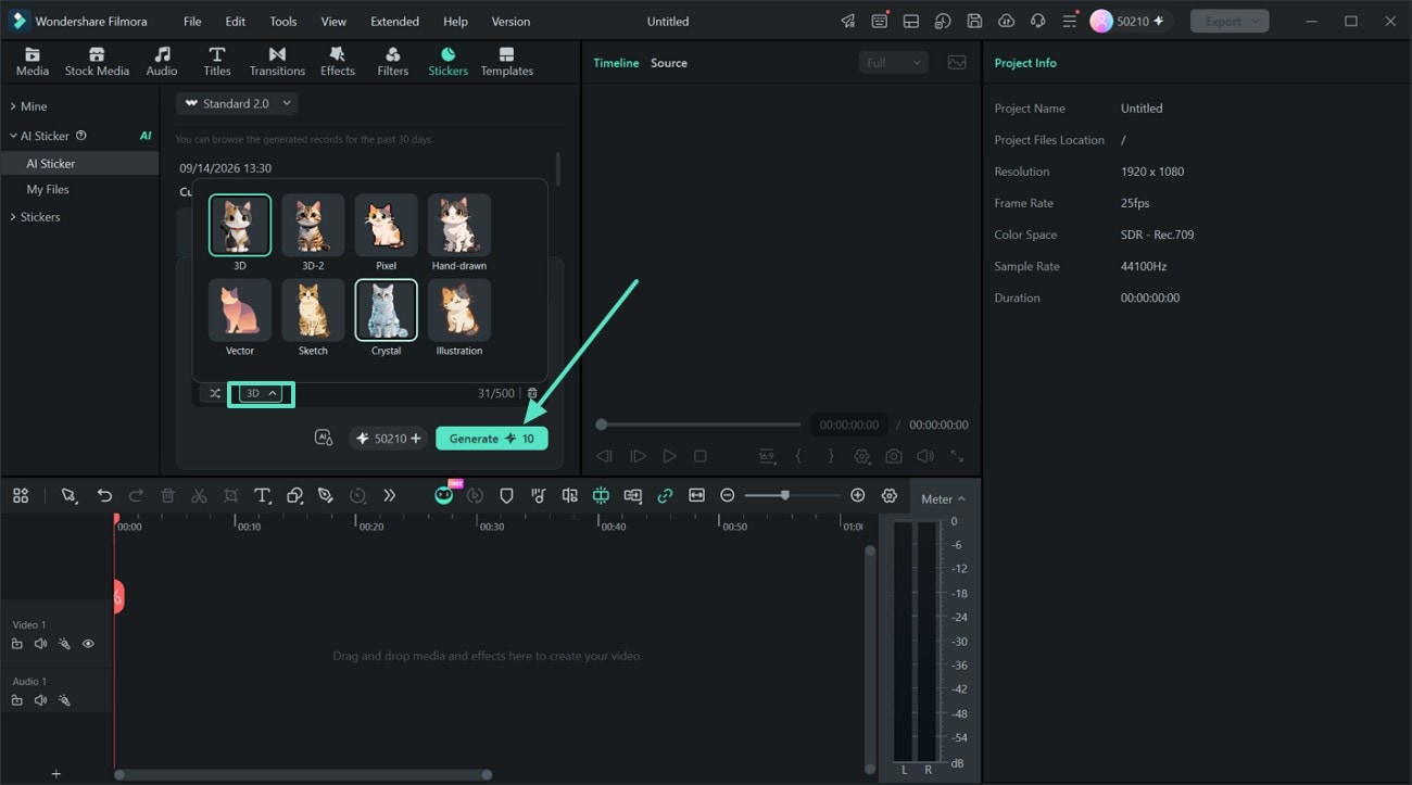 Select a style and click the Generate button