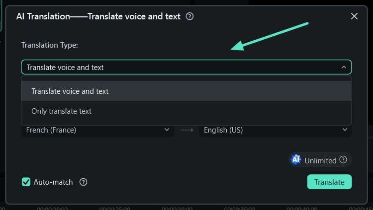 select translation type