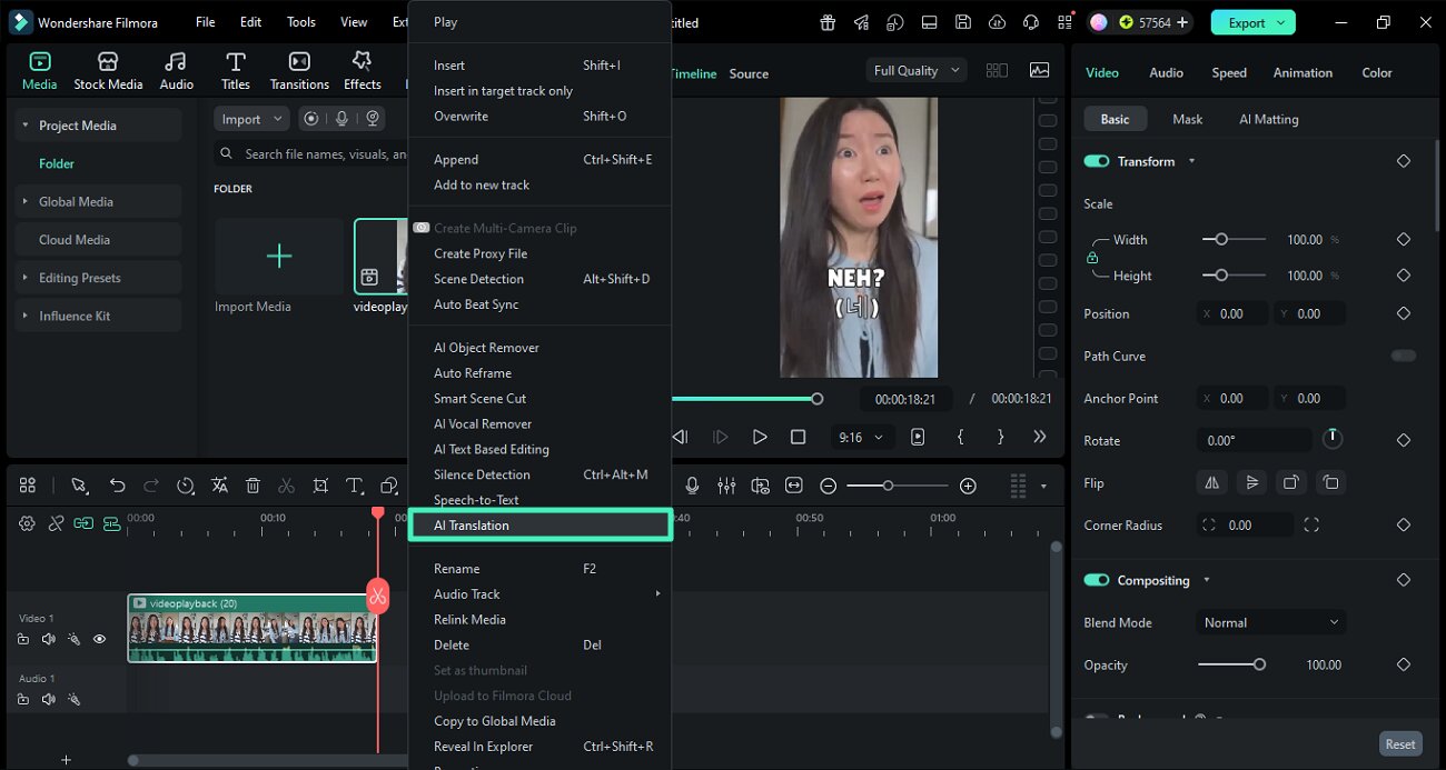 activate ai translation in filmora