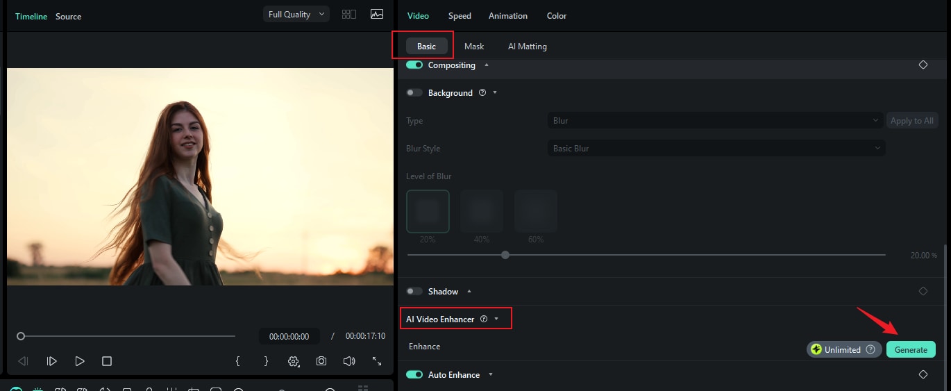 enable ai video enhancer