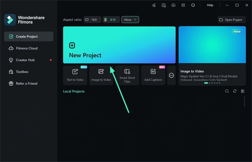 démarrer le processus en créant un projet