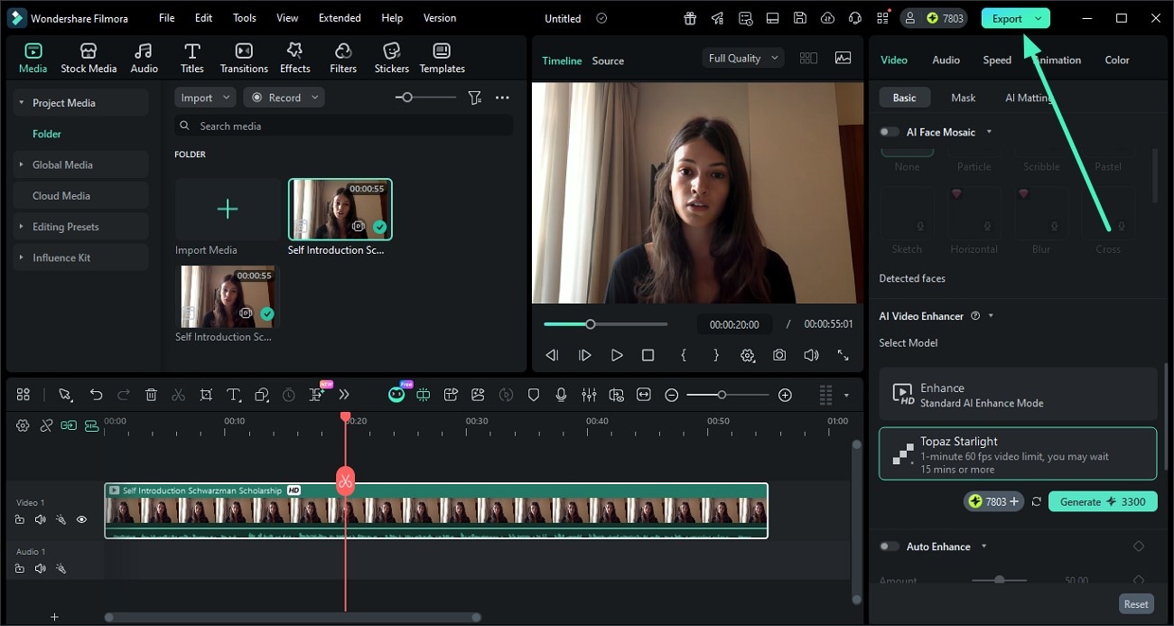 vérifier la vidéo améliorée et exporter les résultats