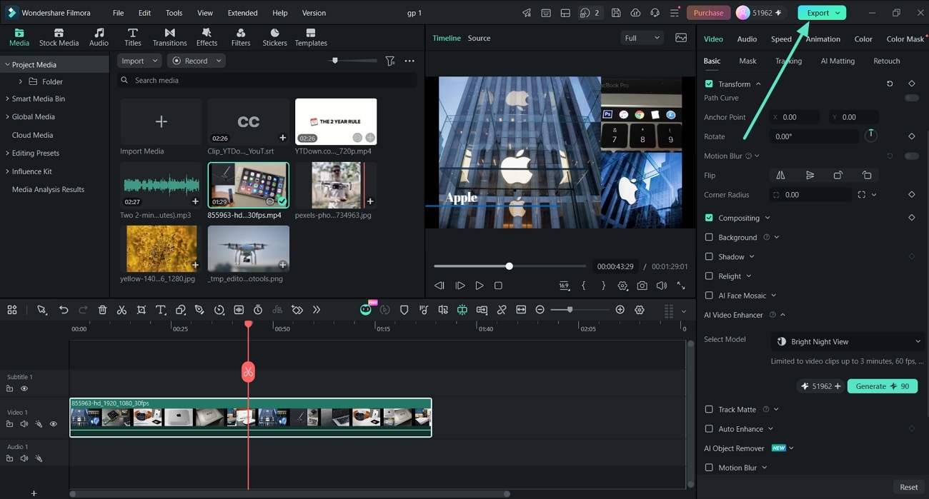 export enhanced video filmora