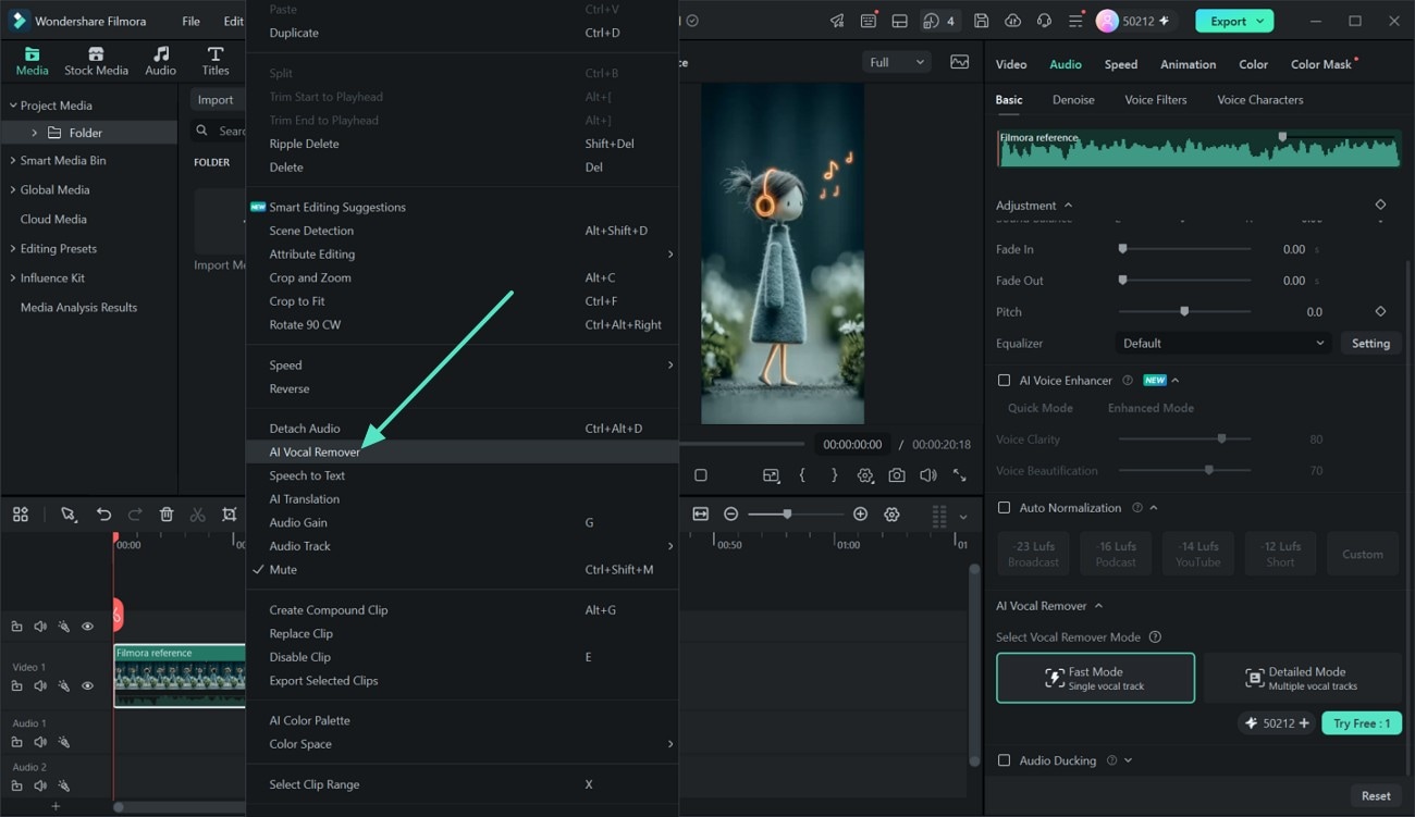 Select AI Vocal Remover