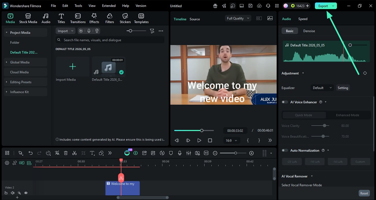 preview and export cloned voice narration
