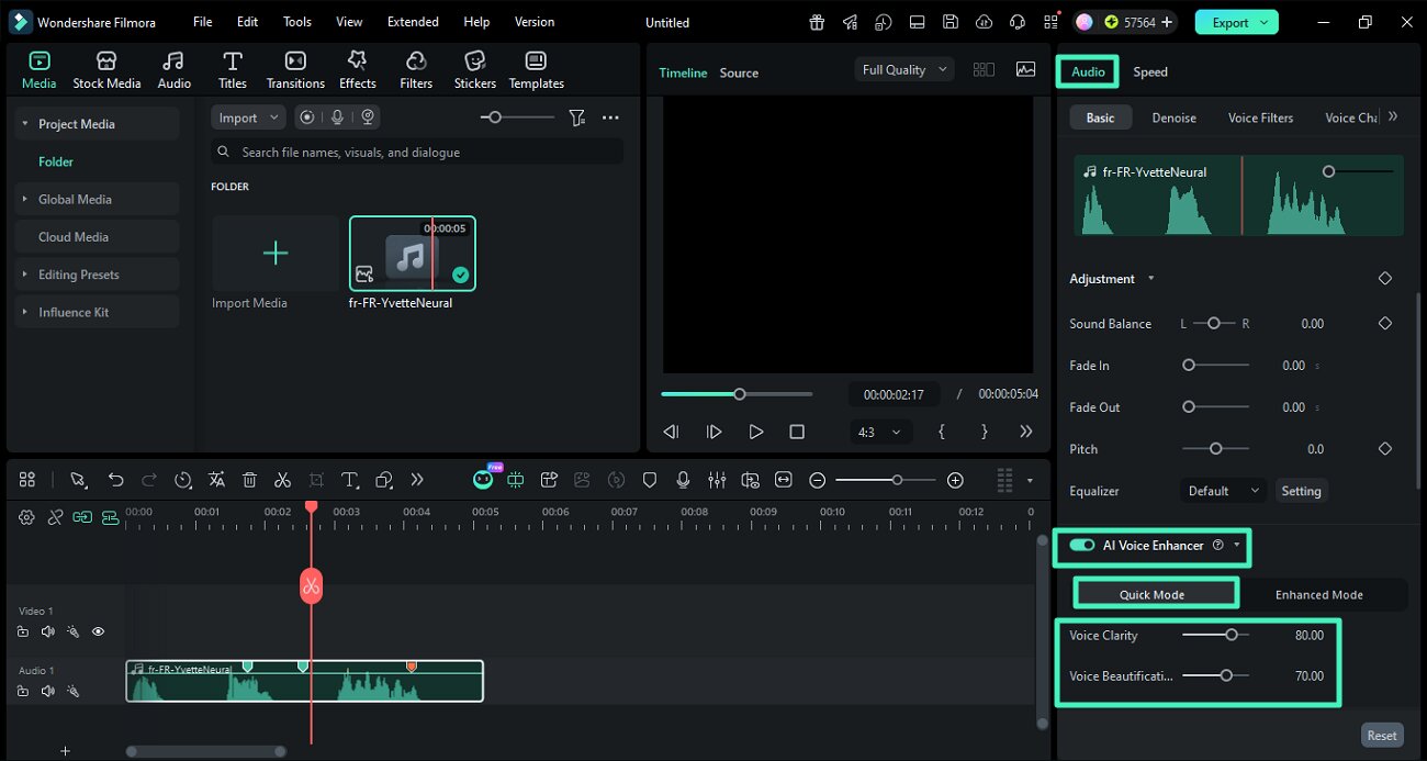 enable ai voice enhancer quick mode