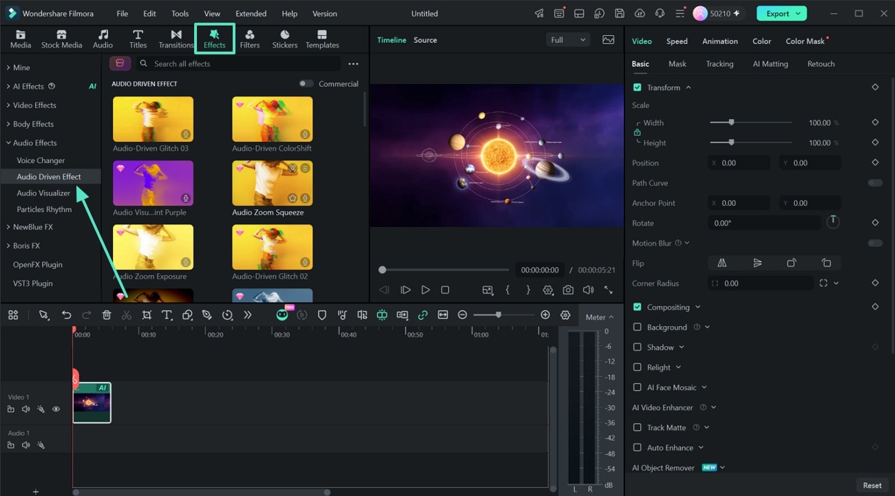 Select the Audio-Driven Effect option