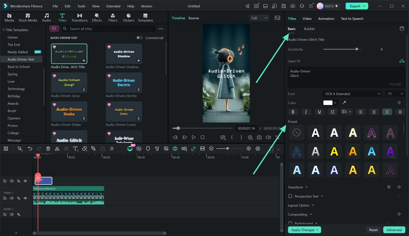 Set presets in the Basic section
