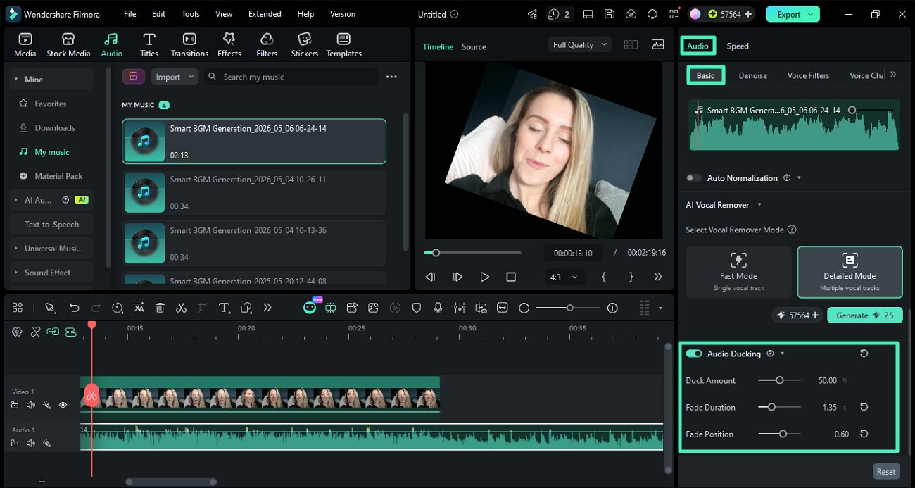 enable audio ducking toggle