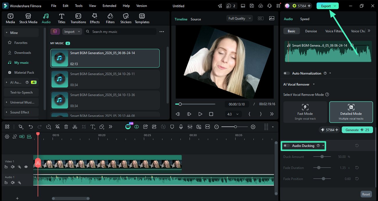 turn off audio ducking feature