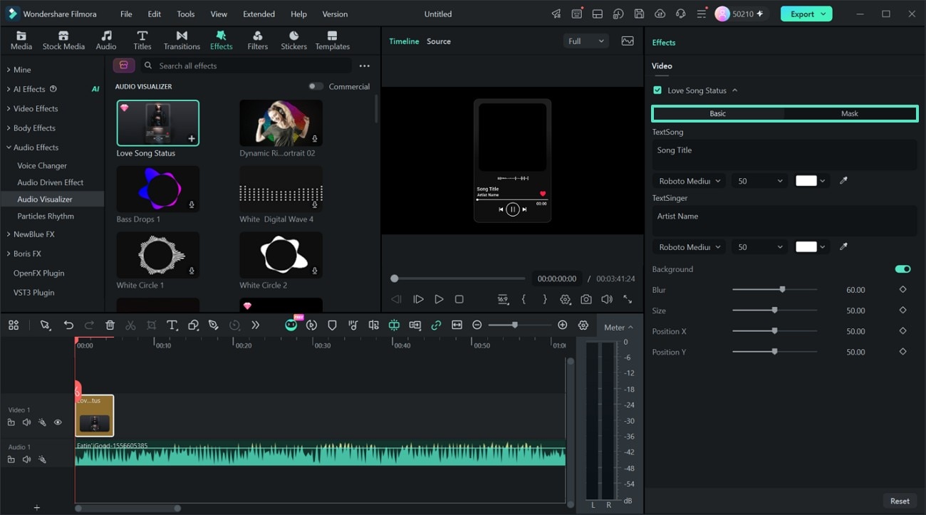 Set the Basic and Mask settings