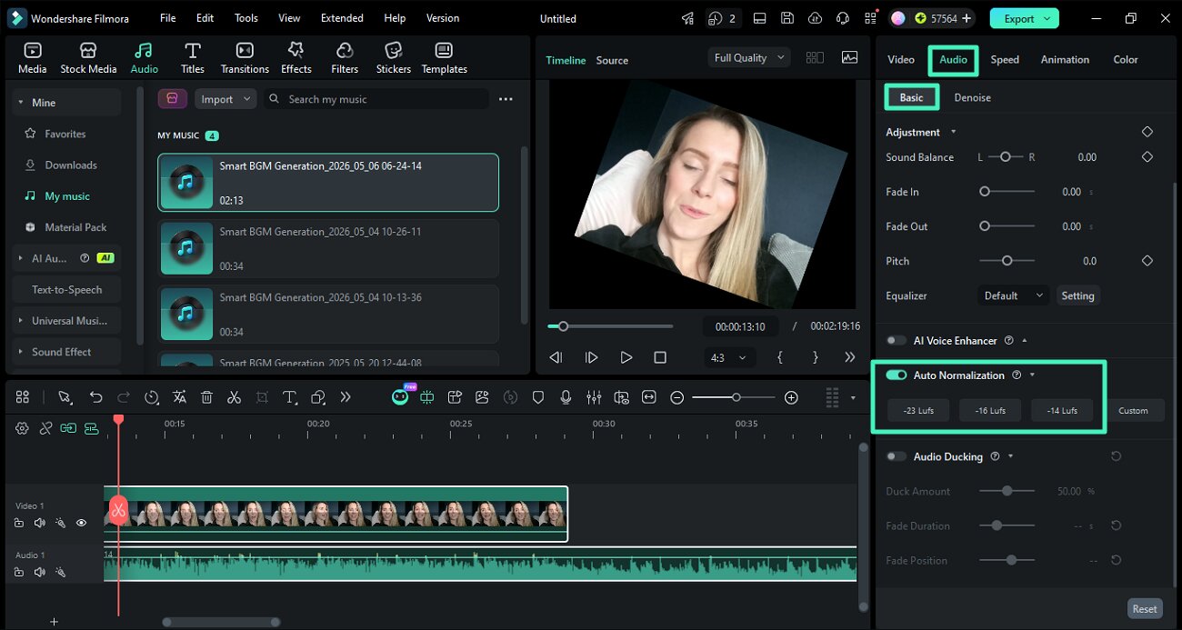 select audio clip enable auto normalization