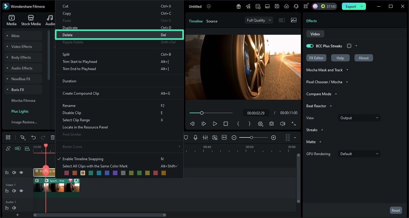 right click and delete effect