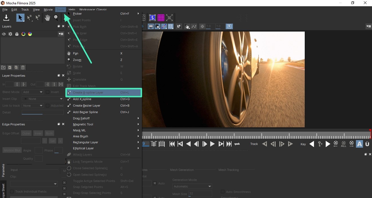 create xspline layer in mocha ui