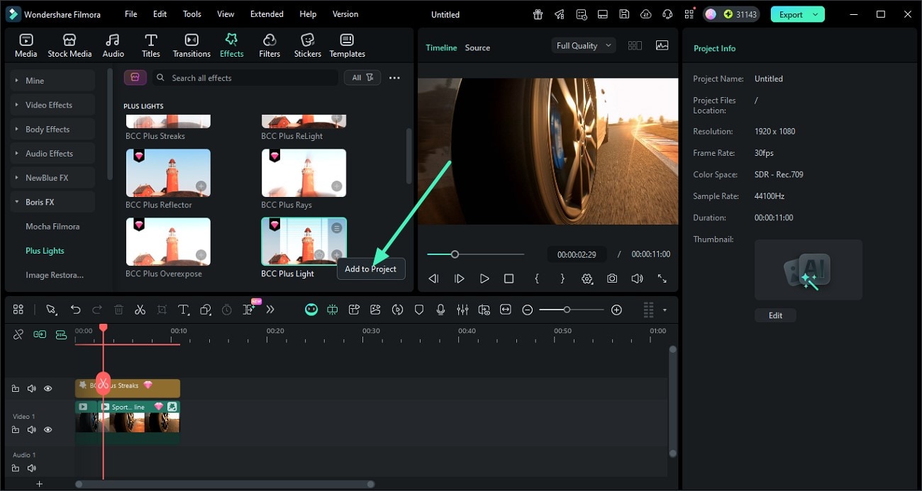 press add to project