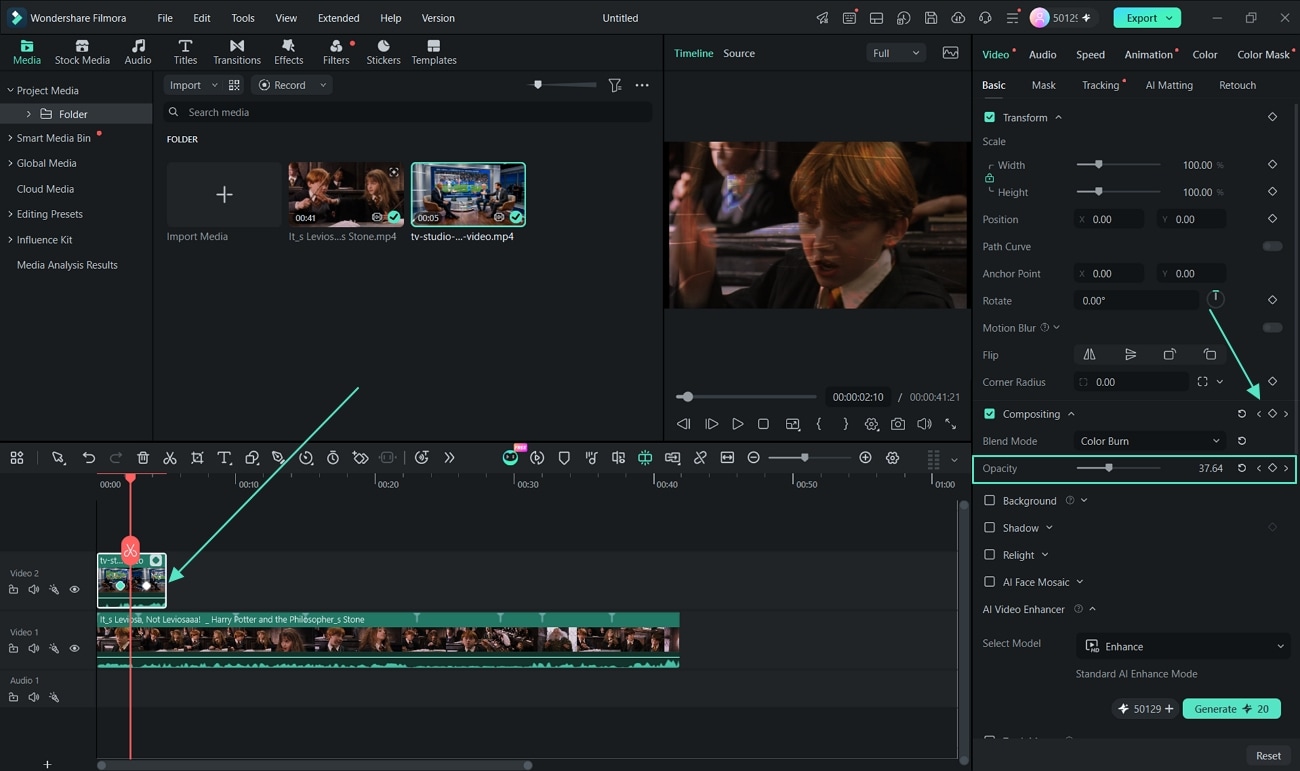 Add the keyframes in Filmora