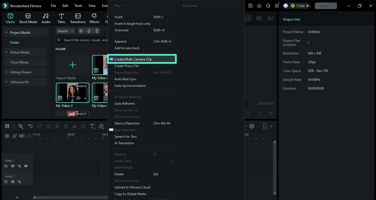 create multicamera clip sync