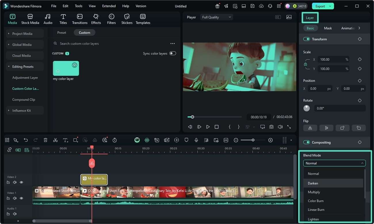 add blend mode filmora