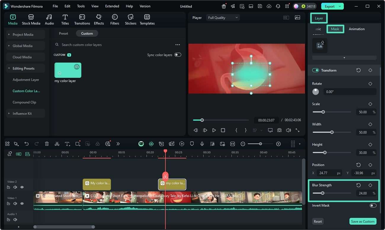 change masking and other properties