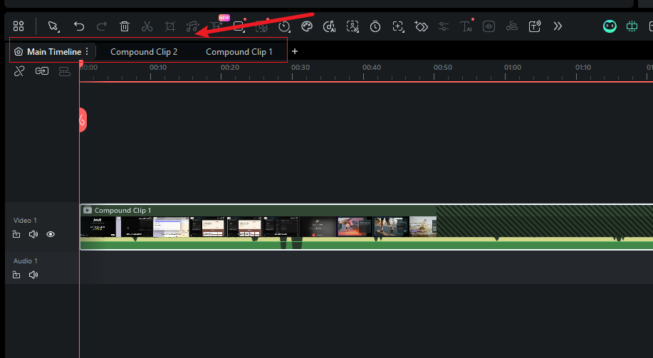Timeline tabs for compound clips