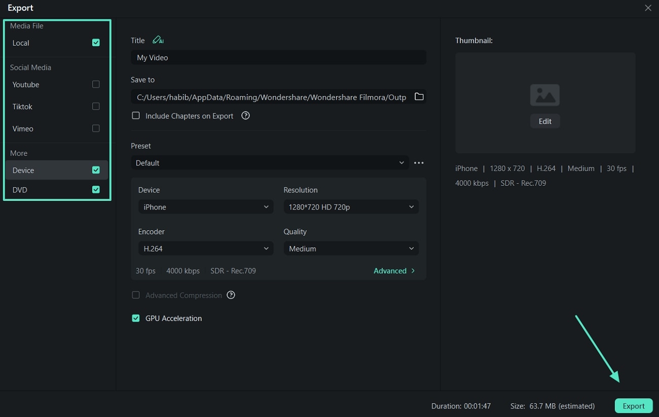 export in batch filmora