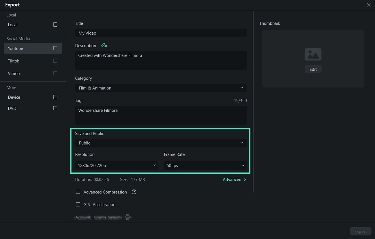 enter youtube video information